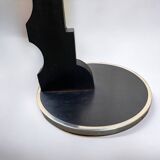 Vintage side table in glass, wood and aluminum