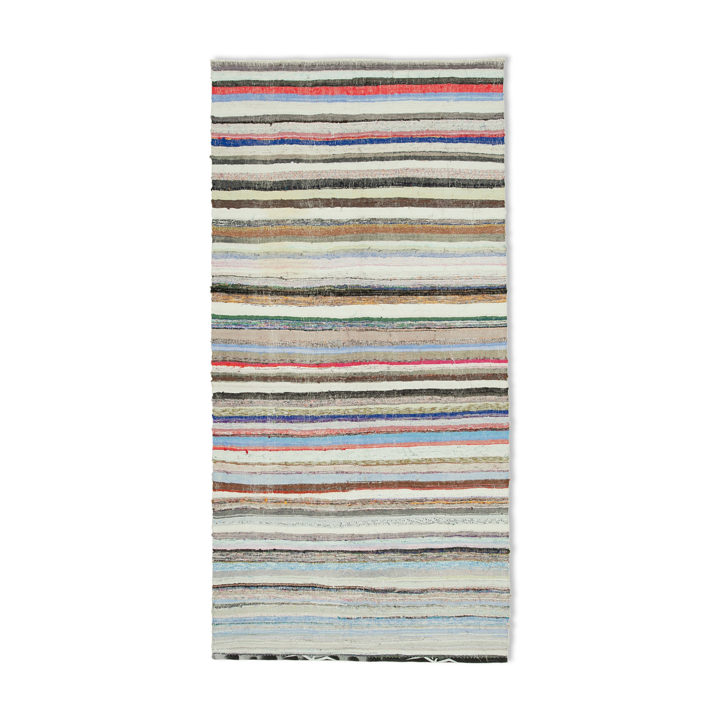 Anatolian handmade bohemian 1970s 156 cm x 319 cm wool kilim