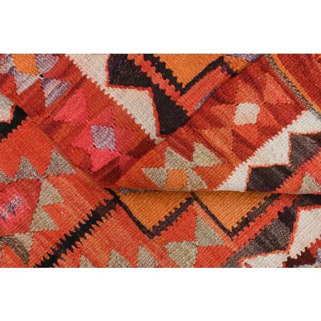1970s Turkish Oushak Handmade Wool Cotton Orange Runner Rug 79x254