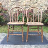 2 vintage bistro chairs called gondolas in solid oak.