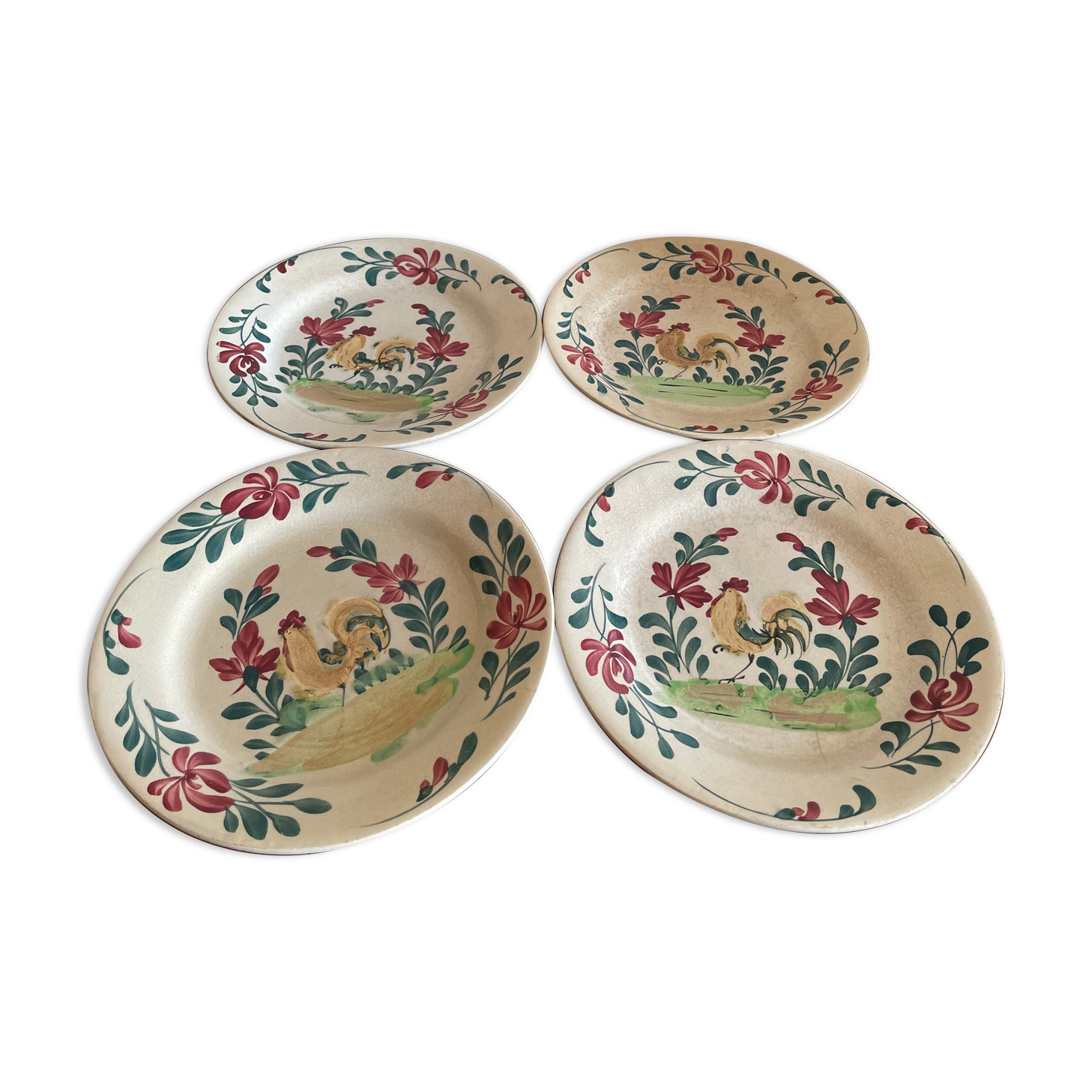 4 plates rooster