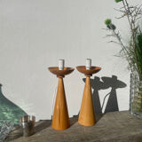 Pair of Scandinavian wooden lamps, 1980s