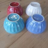 4 colorful faceted bowls