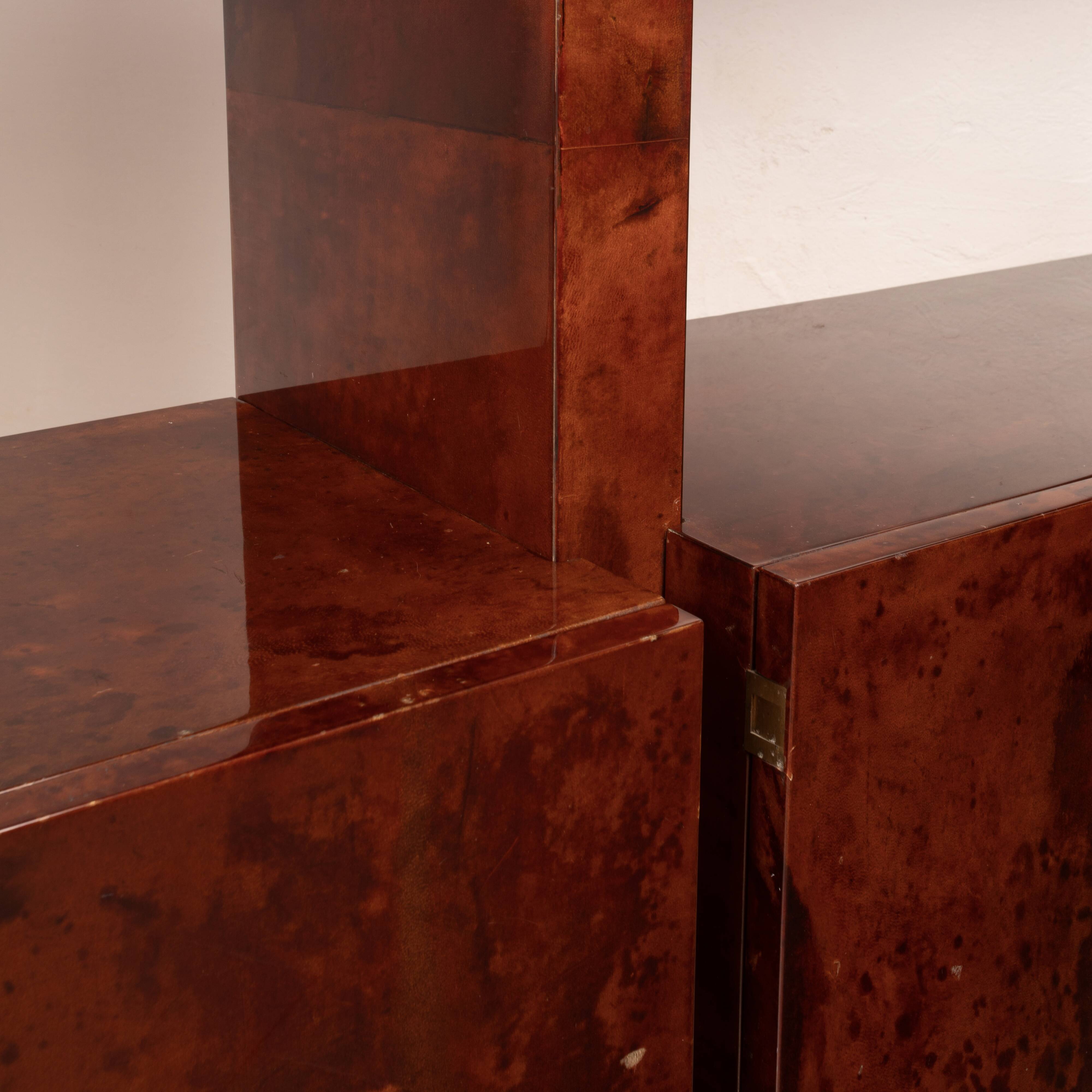 Parchment bookcase by Aldo Tura for Tura Milano 1960