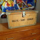 Vintage wooden box Rallye Saint-Germain metal frame