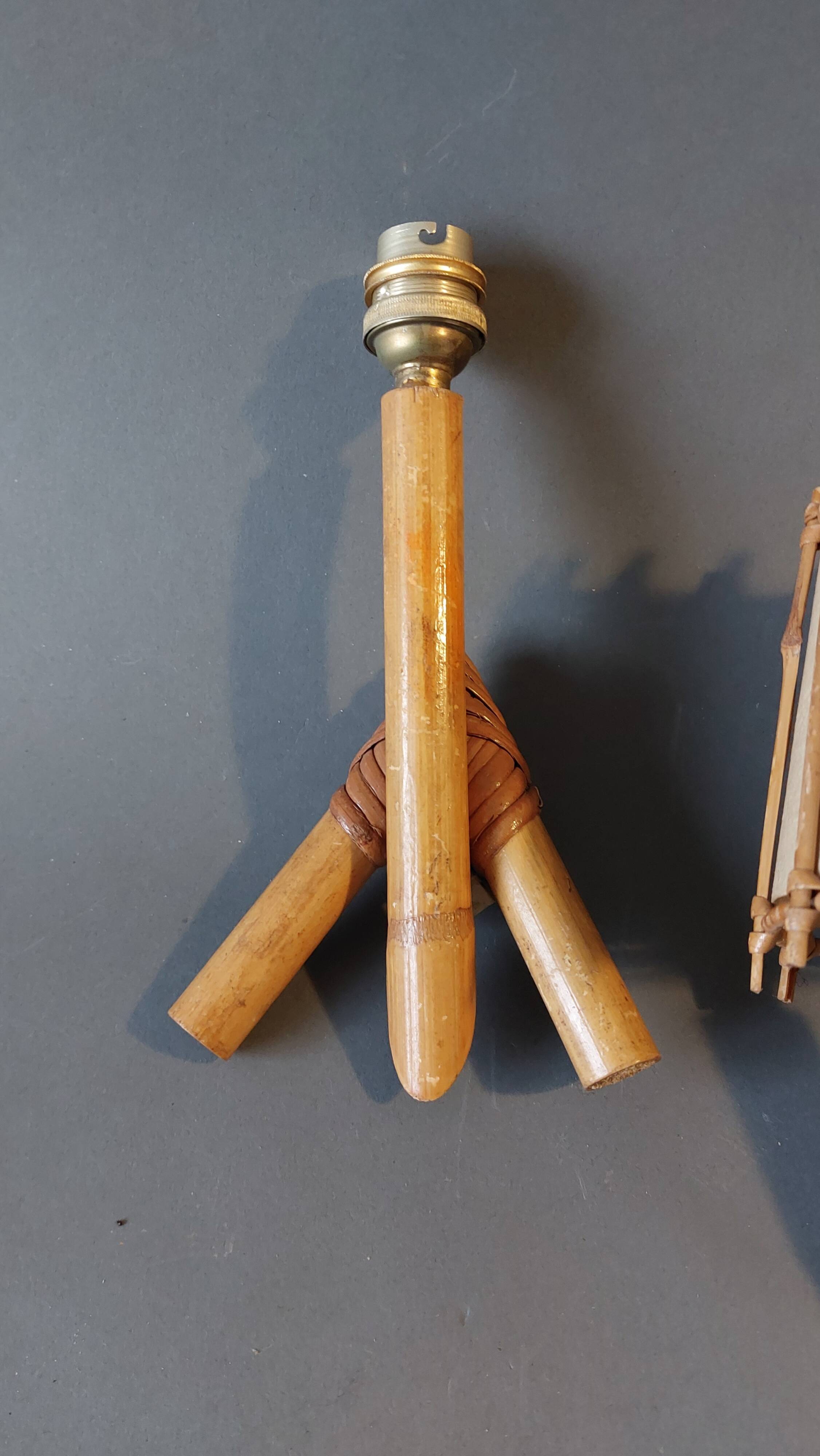 Pair of bamboo and rattan wall lights 1960/1970.