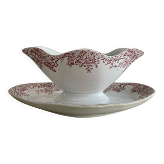 Lebacqz & Bouchart St Amand Nord Glycines pink ironstone sauceboat
