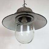 Green Enamel and Cast Iron Industrial Pendant Light, 1960s