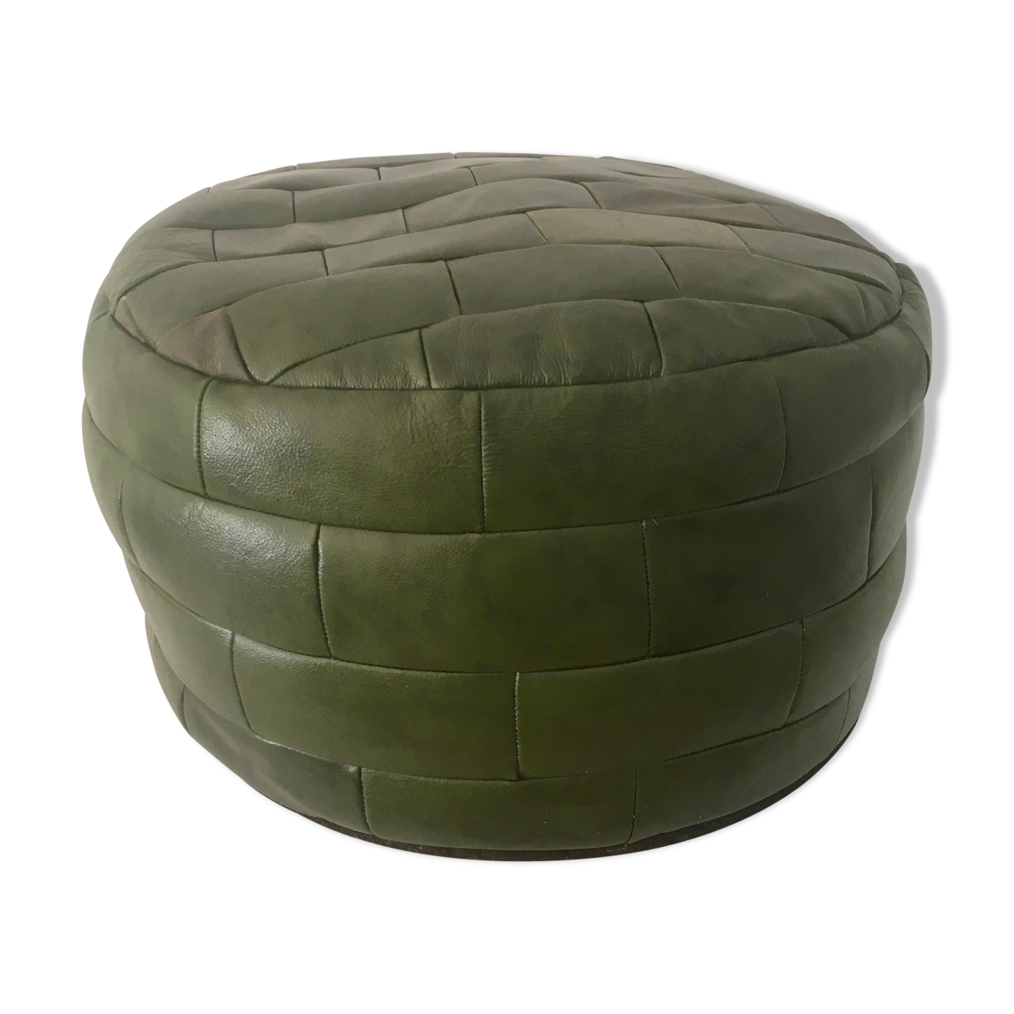 Vintage leather pouf patchwork 70s