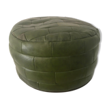 Vintage leather pouf patchwork 70s