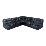 Modular black leather element sofa, 1970s