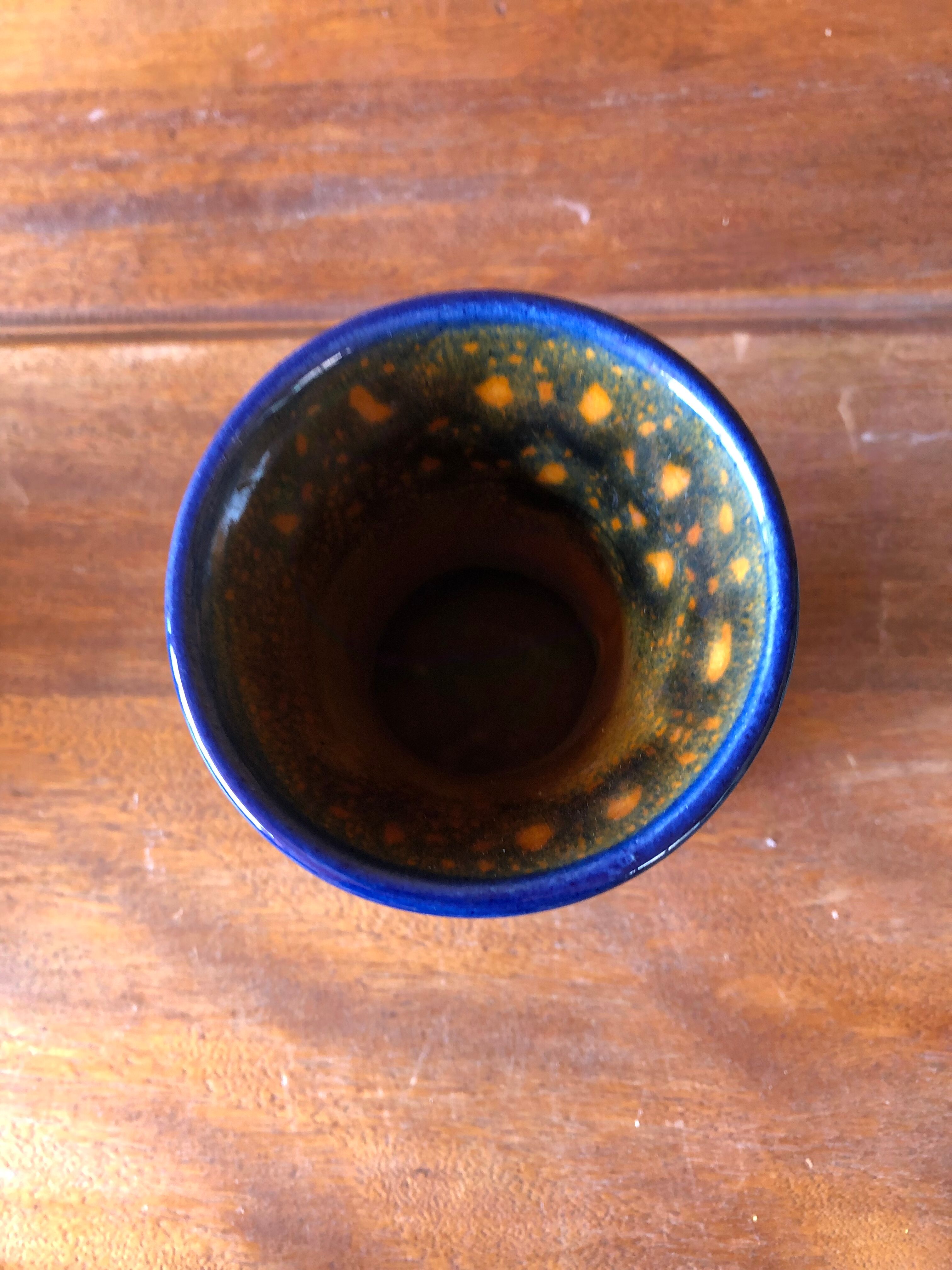 Pair of vase old gmundner keramik ceramic blue & white austria vintage