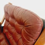 Fauteuils suédois scandinave en cuir des années 1970 par Carl-Henrik Spark pour Ulferts Suède