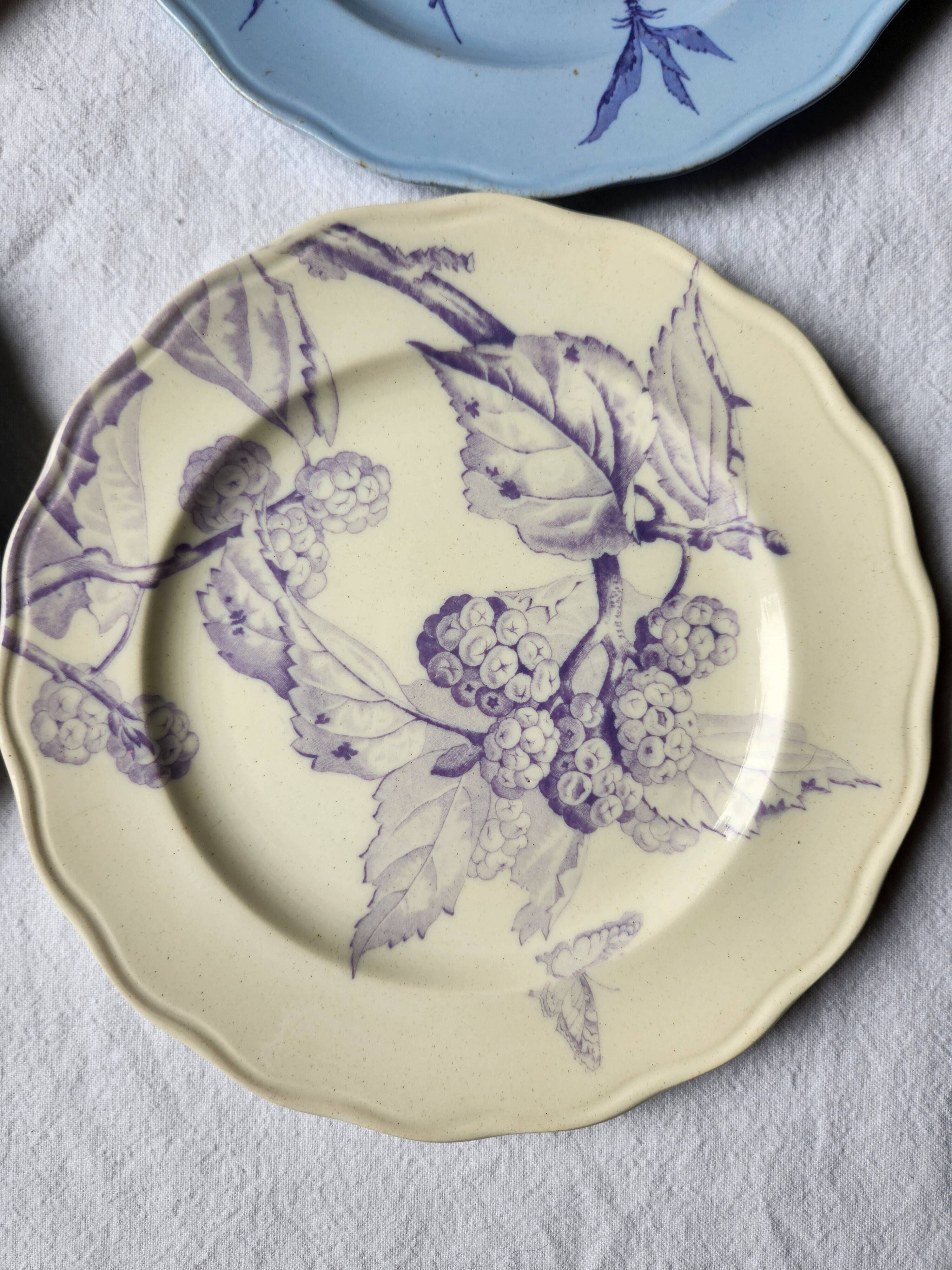 Plates x 4 English plates Brown Westhead Moore & Cie, Pomona decor, 1872. Rare.