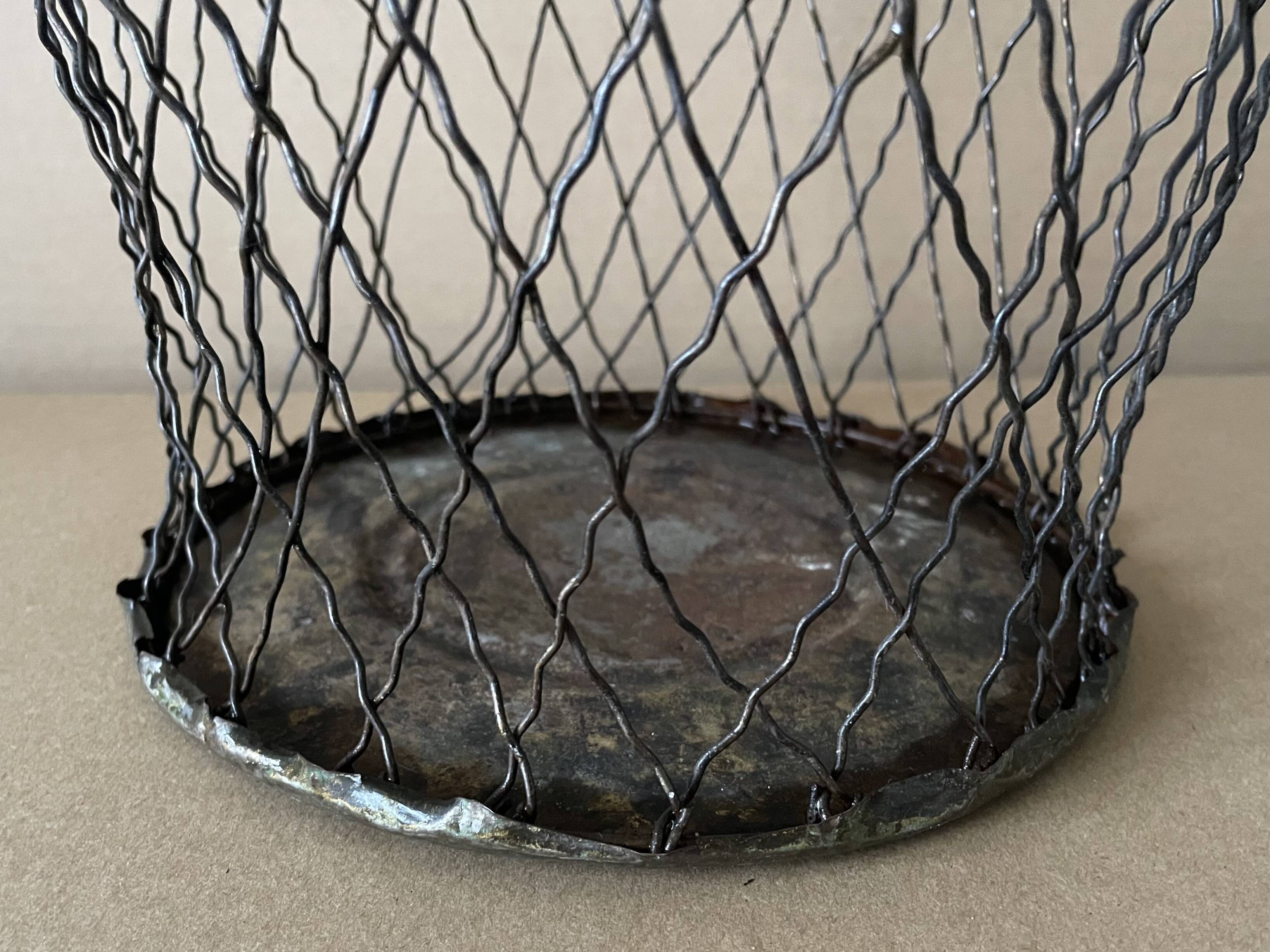 Old metal wastebasket