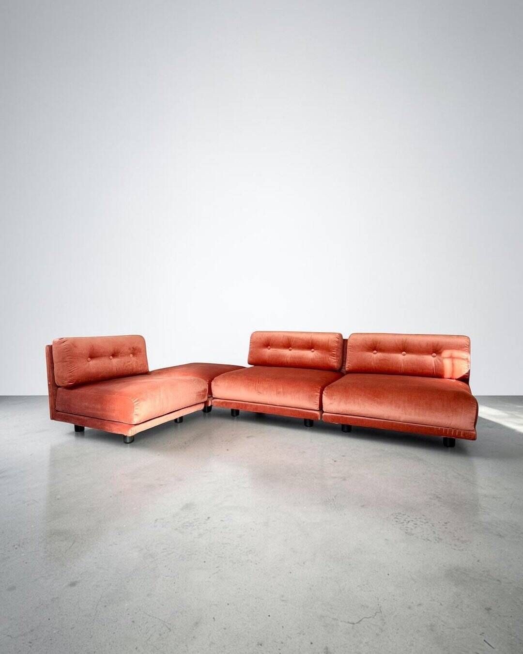 Canapé modulaire Salpol en velours Dralon (Bayer), Italie 1970