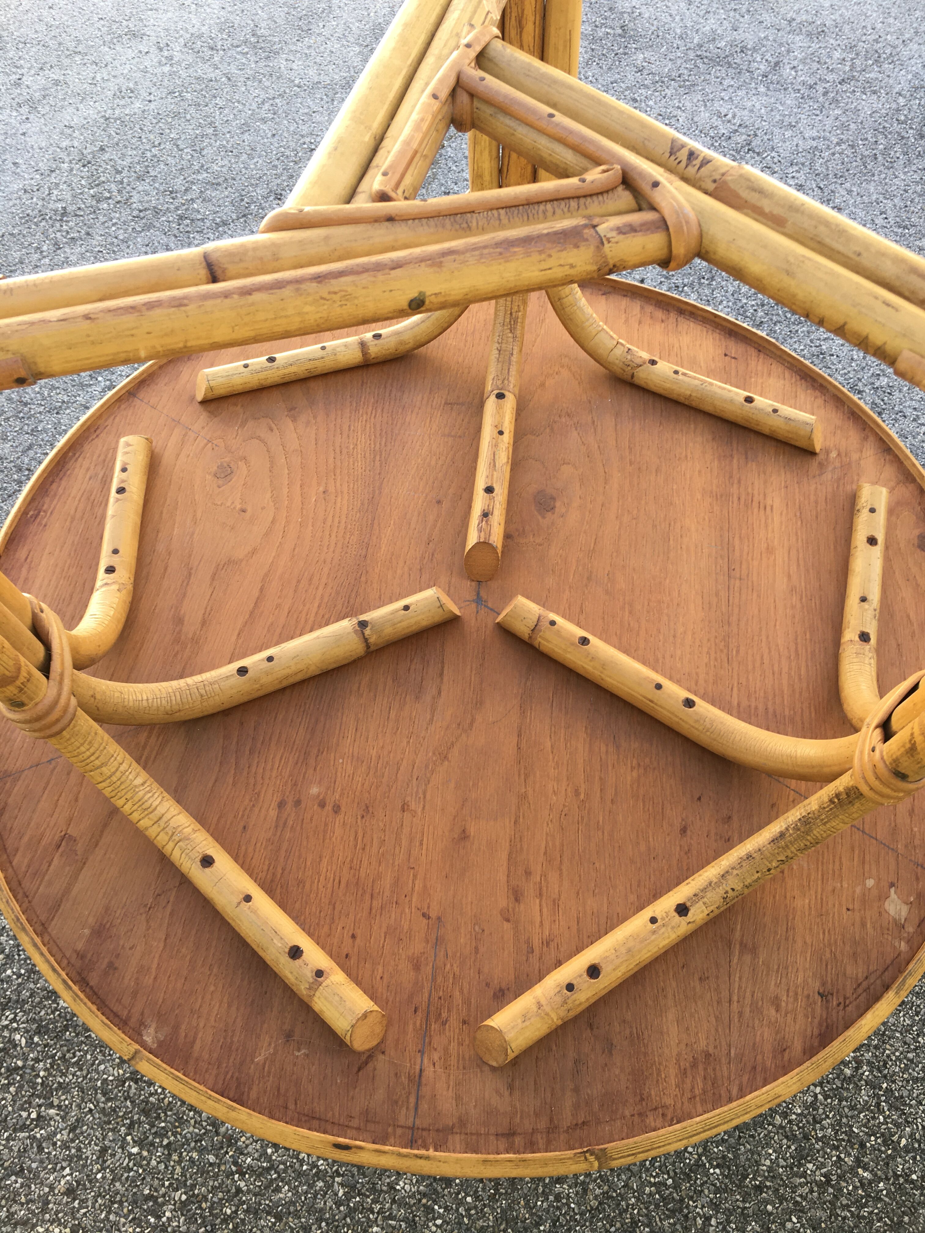 Round rattan coffee table Audoux-Minnet