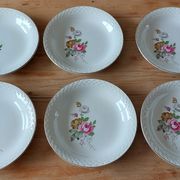 Set of 6 hollow plates Digoin Sarreguemines floral motif