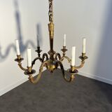 Important six-light chandelier in chiselled gilded bronze, Empire, 19th century