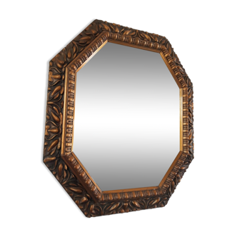 Octagonal mirror in wood 44x51cm