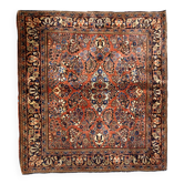 Tapis carré persan Sarouk antique fait main 4,1' x 4,1' (125 cm x 125 cm) années 1920