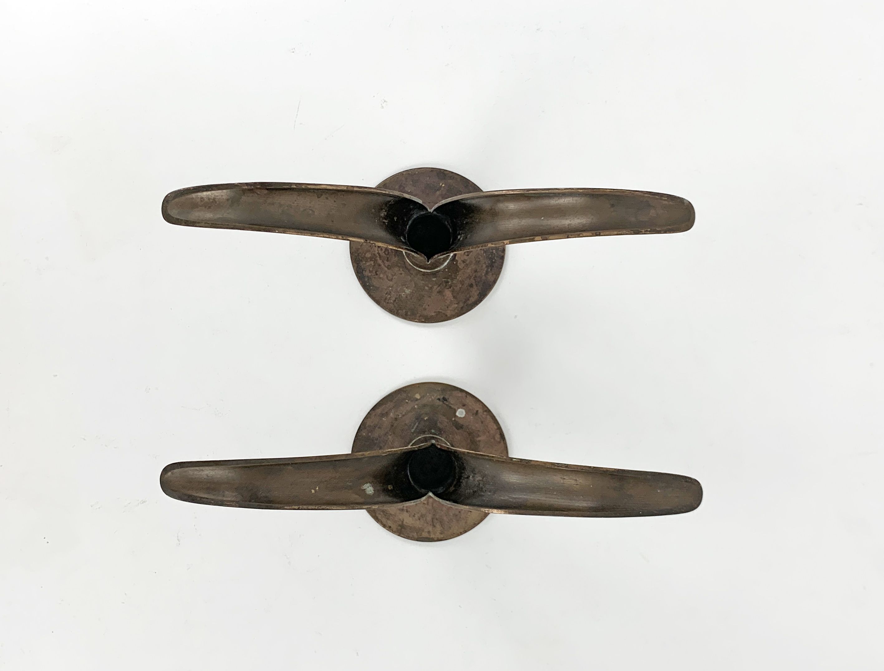 Pair of Lily brass candle holders, Ystad Metall, Sweden, design Ivar Ålenius Björk