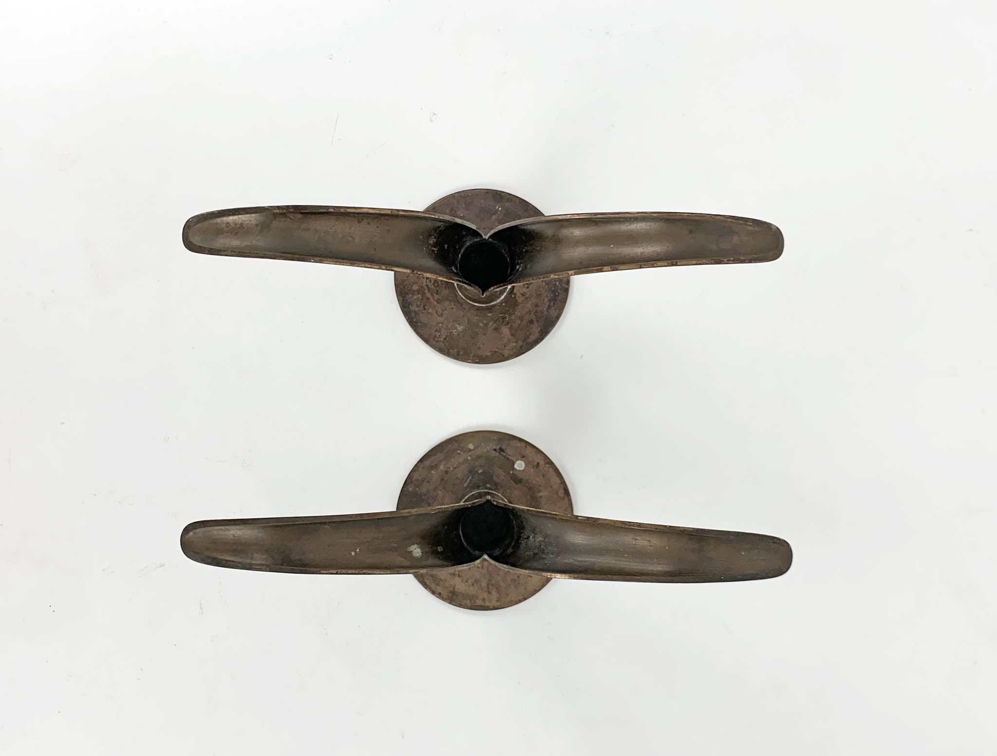 Pair of Lily brass candle holders, Ystad Metall, Sweden, design Ivar Ålenius Björk