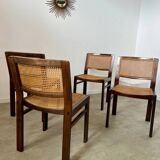 Lot 4 wooden and cane chairs Baumann design symphony model 70s vintage