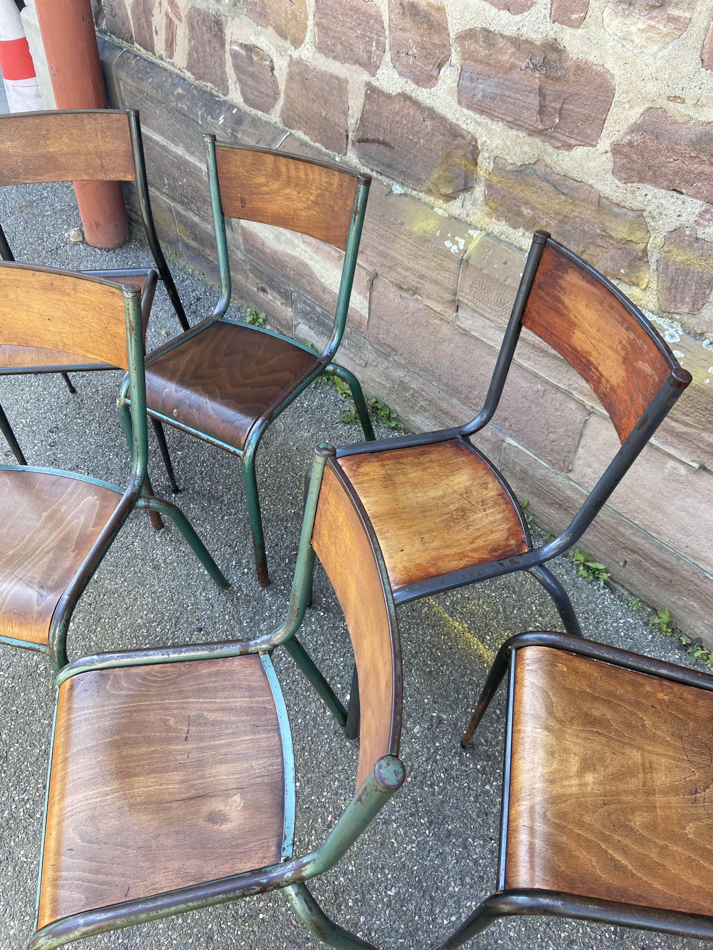6 chaises école dépareillées industrielle école vintage collectivités Mullca