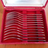 Box of 12 stainless steel dessert forks Devouge Dupont silverware