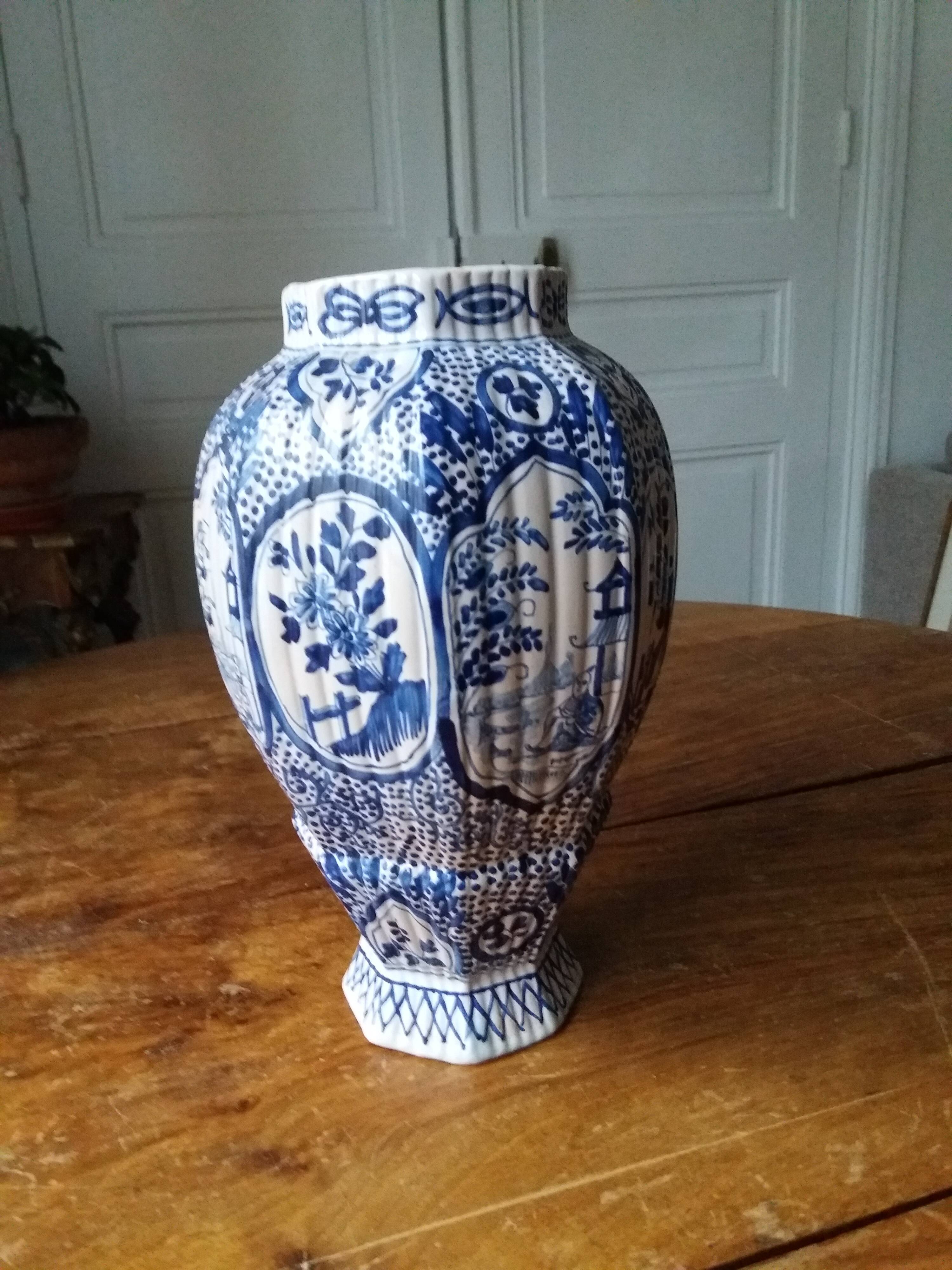 Blue and white baluster vase