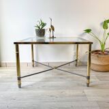 Vintage Brass and Square Beveled Glass Coffee Table