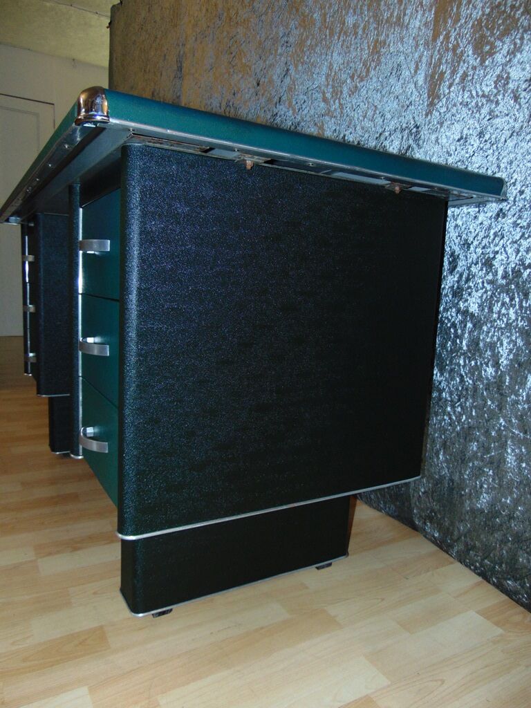 Office Industrial Metal covered of Skai green, 1950s
