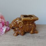 Antique brown ceramic elephant ashtray