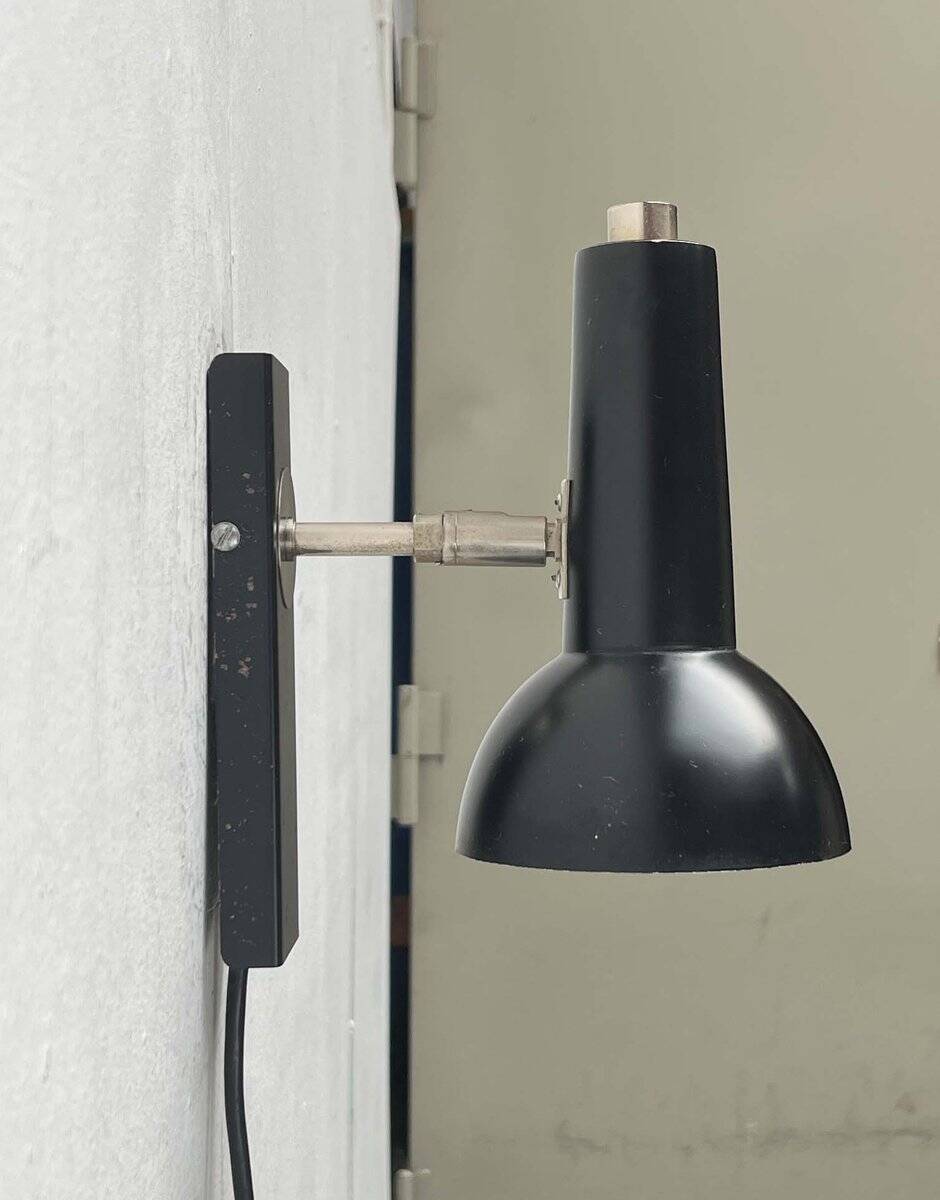 Mid-century German black minimalist wall lamp by Hustadt, 1960s.