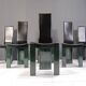 Set of 6 Italian leather and green lacquer dining chairs, 1980s