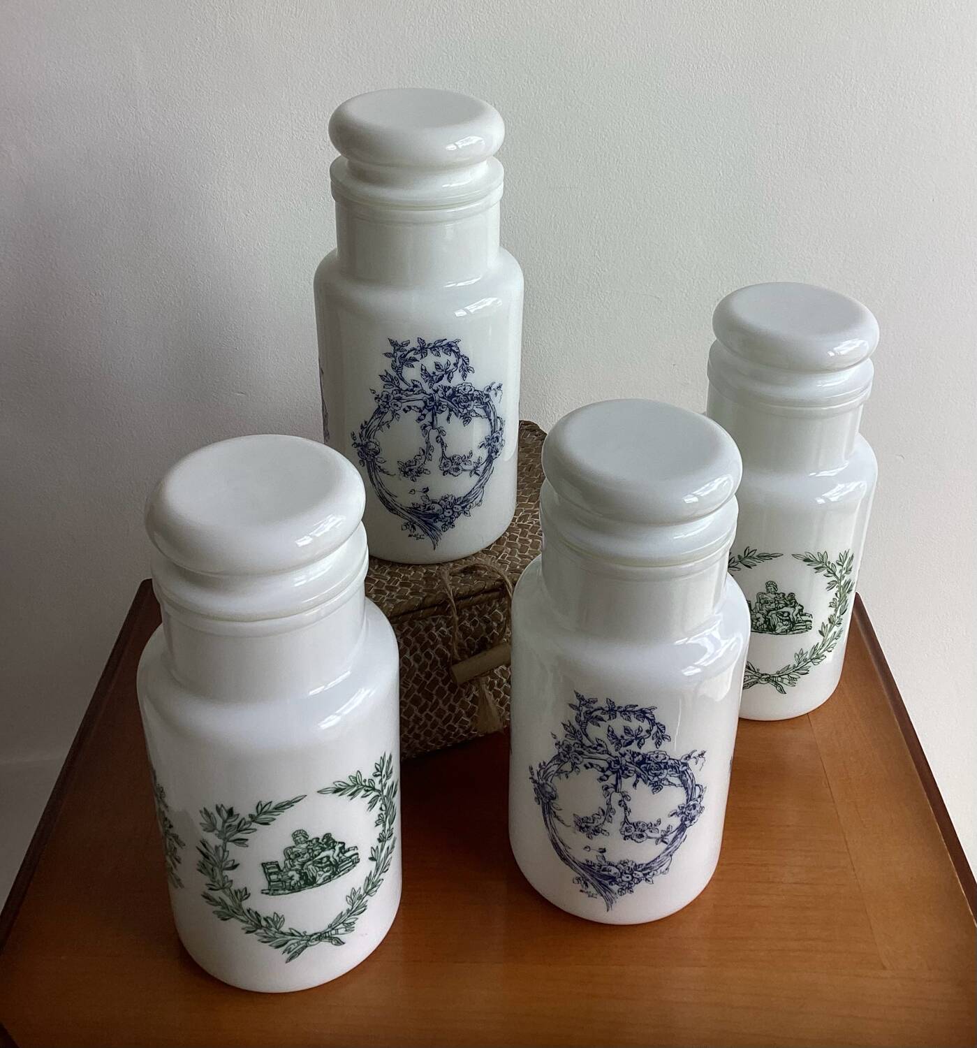 Opal glass jars - vintage