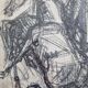 Preparatory study, charcoal sketch by Maurice de Bus – Gilded frame, 32 x 42 cm