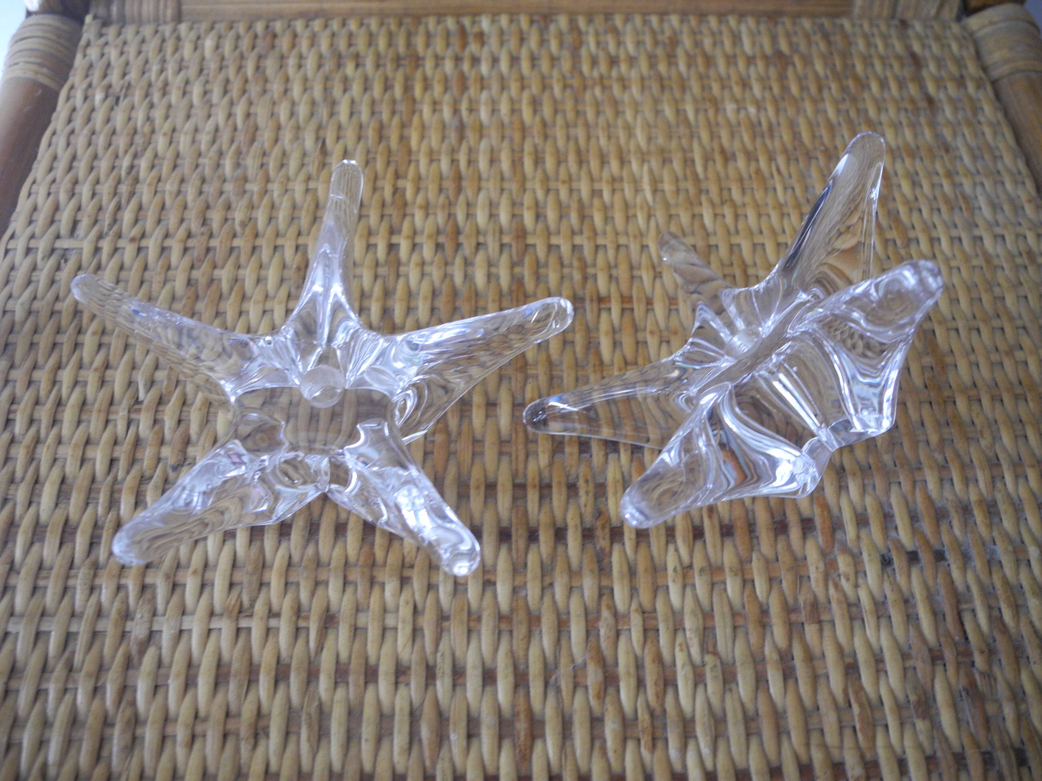 pair of vintage Daum France crystal candlesticks