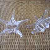 pair of vintage Daum France crystal candlesticks