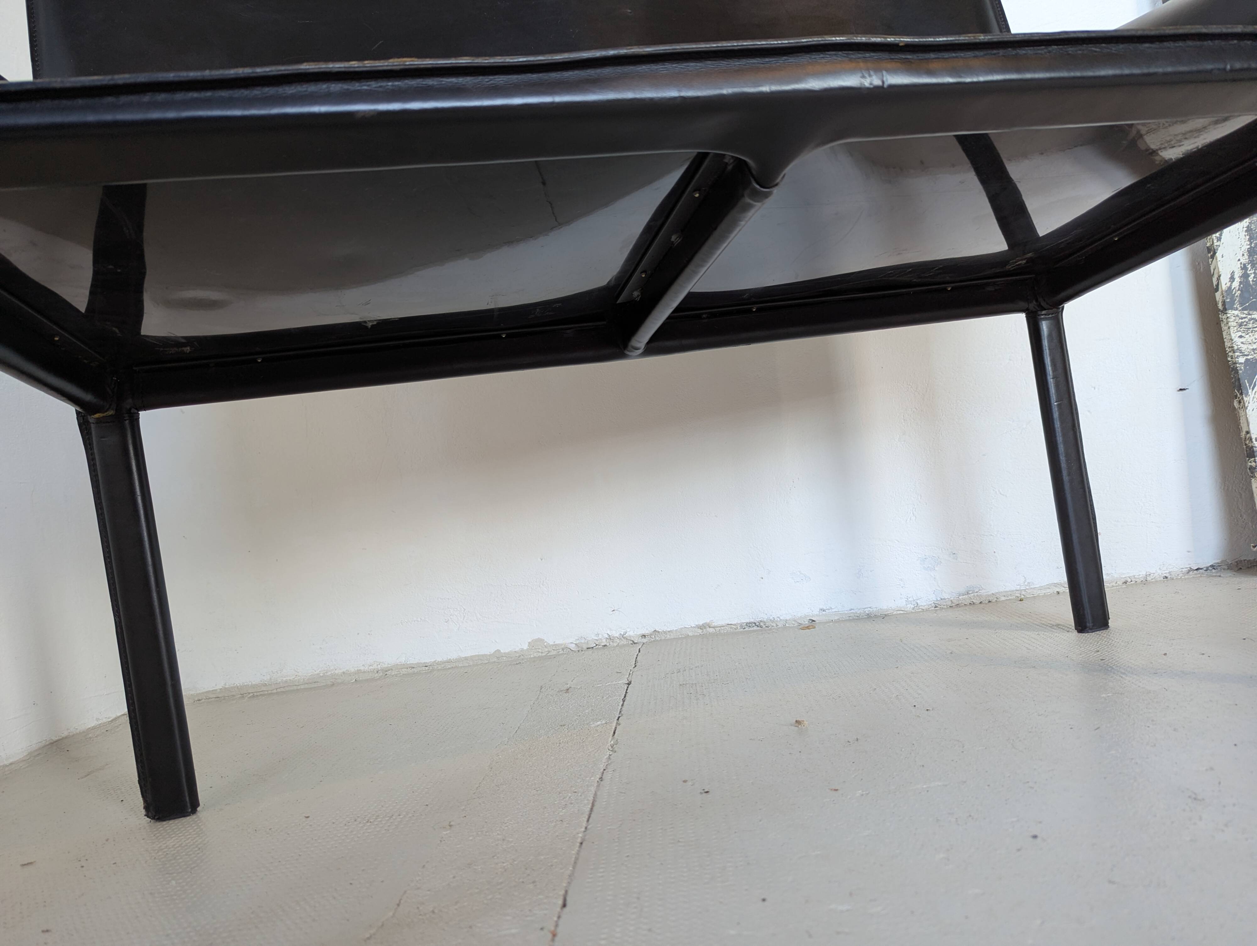 Italian designer leather bench, Enrico Pellizzoni