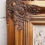 Beveled gilded mirror trumeau 74 cm x 42 cm stucco decor