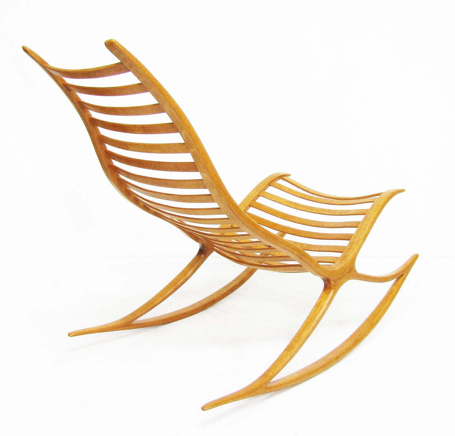 Sculptural 1960s Wishbone Rocking Chair In Oak By Robin Williams