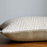 Rectangle cushion double sided rafia/lin