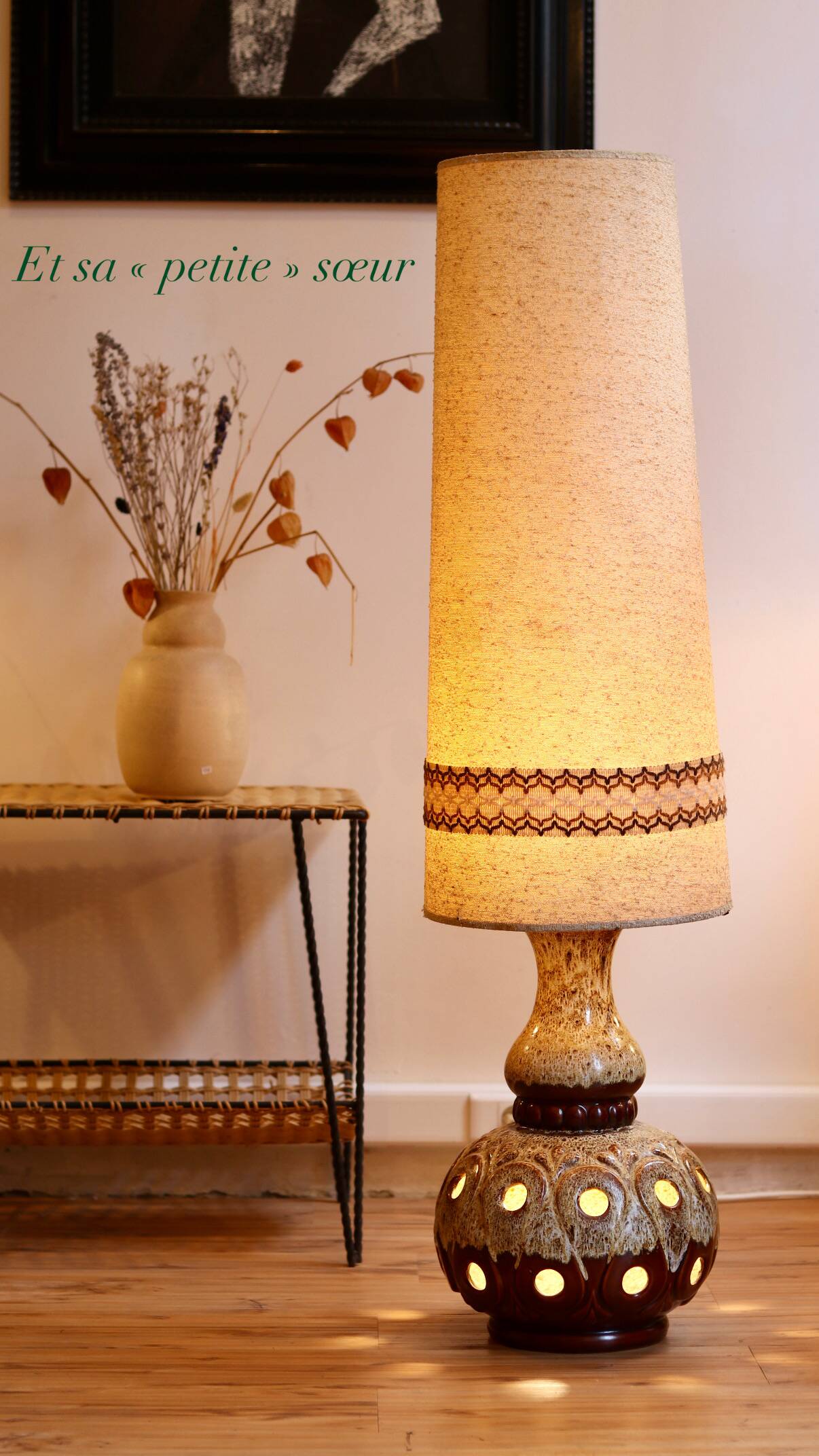 Large vintage German floor lamp from the 1970s.