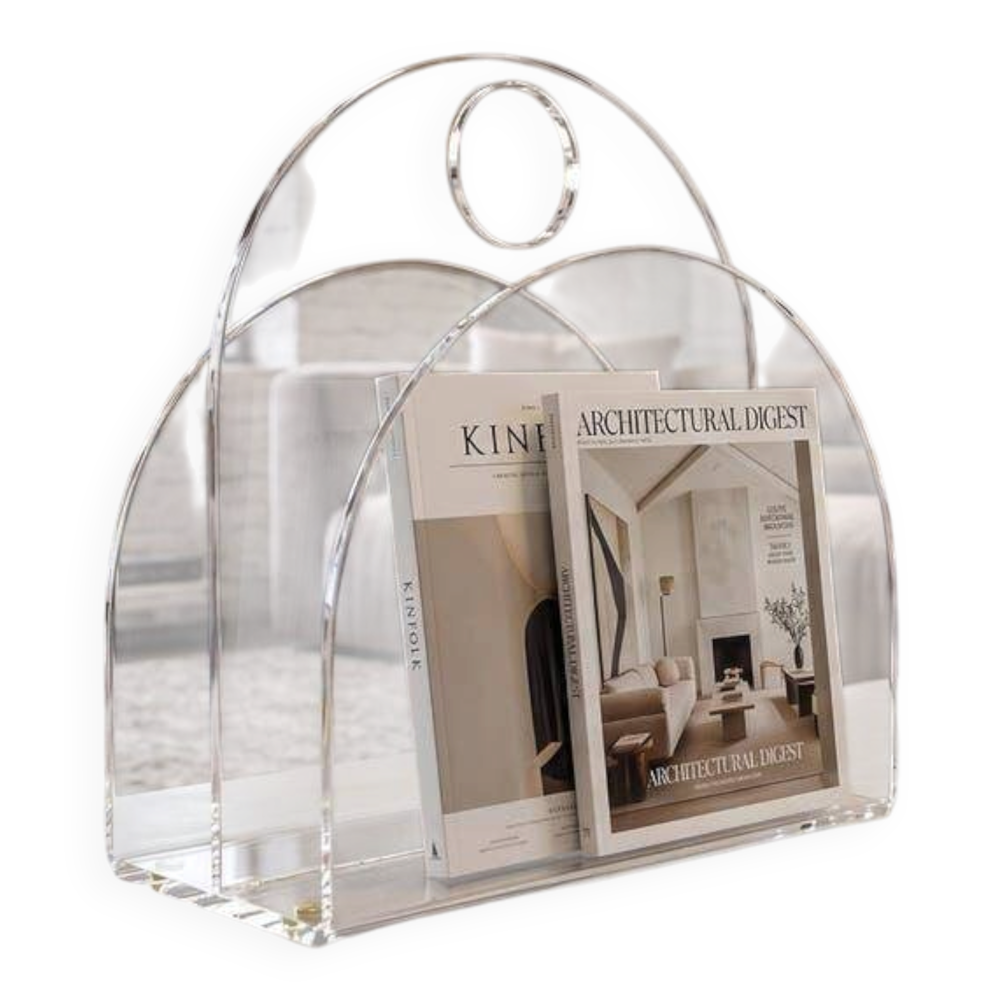 Vintage magazine/newspaper rack in transparent plexiglass