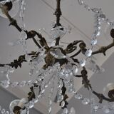 chandelier Crystal bronze dore rocaille style nineteenth pendants