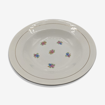 12 assiettes creuses, décor floral et liseré doré - ∅ : 23cm