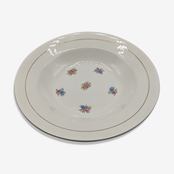 12 hollow porcelain plates, floral decoration and golden ledé - ∅: 23cm