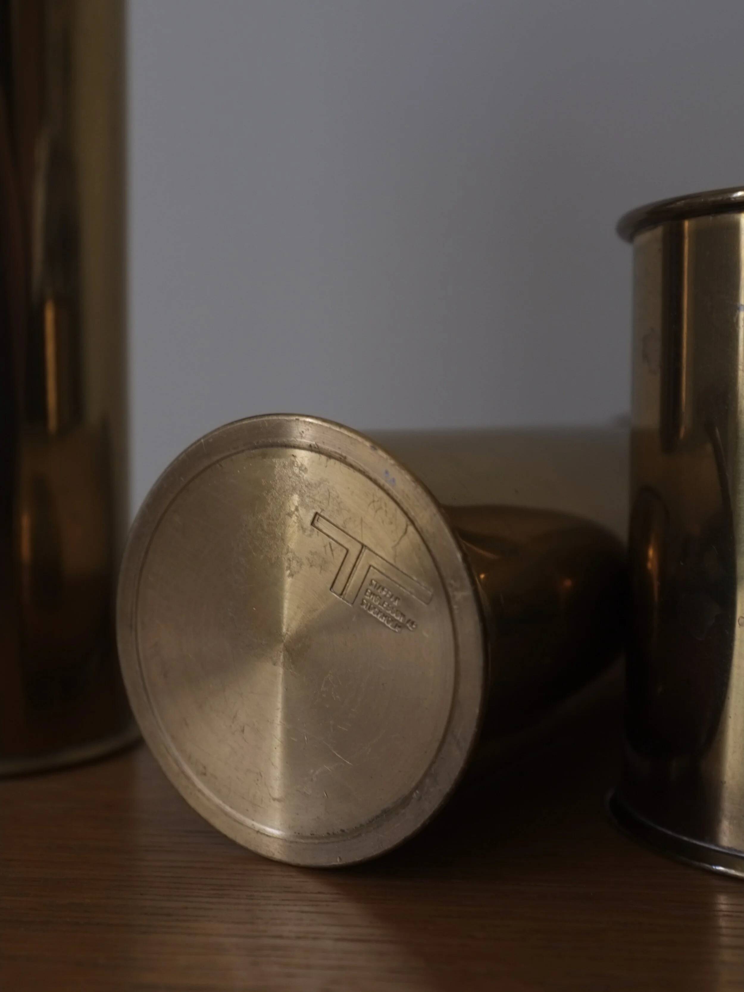 3 brutalist brass candle holders from Staffan Englesson AB | Sweden | 1970s